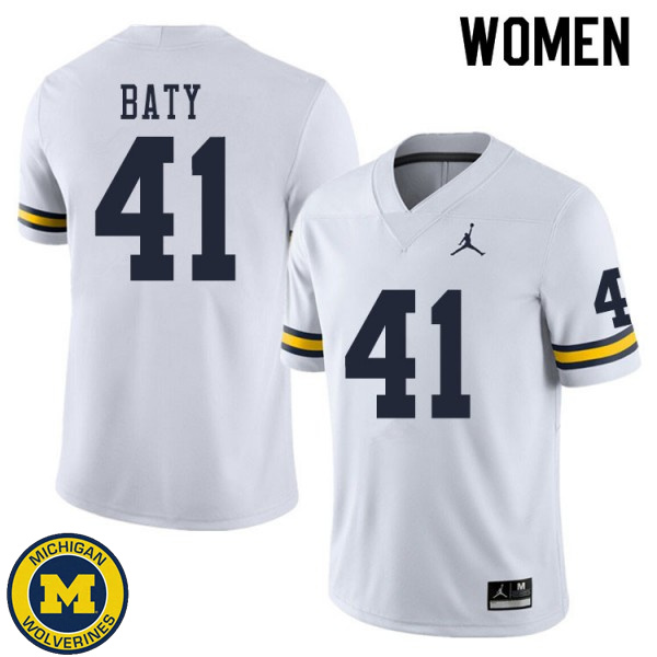 Women University of Michigan #41 John Baty White Player Jersey